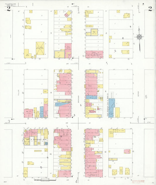 Sanborn Fire Insurance Map from Fullerton, Nance County, Nebraska (1937), Sheet #0002 - Historic Sanborn Fire Insurance Map Print, vintage old map wall art, antique decor, genealogy gift, Nebraska Nebraska map