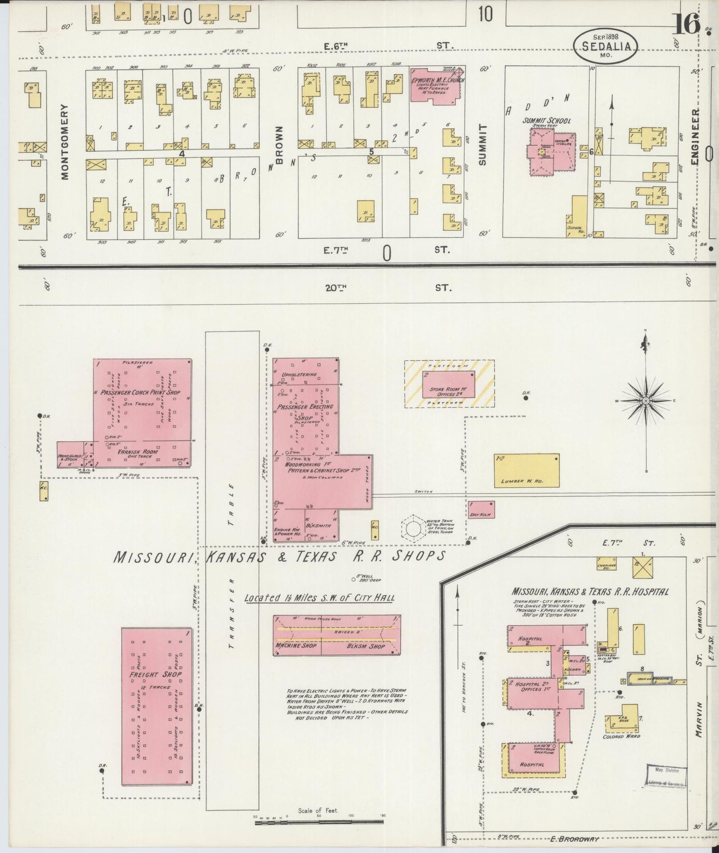 Sanborn Fire Insurance Map from Sedalia, Pettis County, Missouri (1898), Sheet #0016 - Historic Sanborn Fire Insurance Map Print, vintage old map wall art, antique decor, genealogy gift, Missouri Missouri map