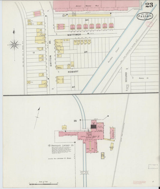 Sanborn Fire Insurance Map from Passaic, Passaic County, New Jersey (1894), Sheet #0023 - Historic Sanborn Fire Insurance Map Print, vintage old map wall art, antique decor, genealogy gift, New Jersey New Jersey map