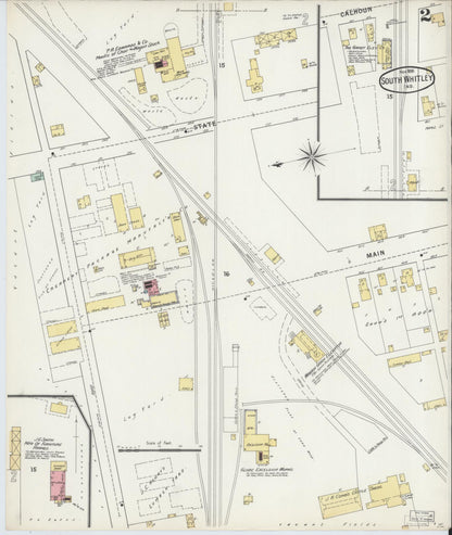 Sanborn Fire Insurance Map from South Whitley, Whitley County, Indiana (1895), Sheet #0002 - Complete Map Set gallery image, historic Sanborn map, vintage wall art, Indiana Indiana