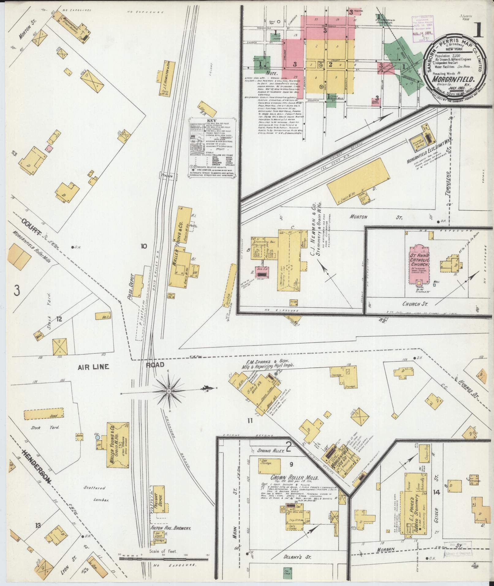 Sanborn Fire Insurance Map from Morganfield, Union County, Kentucky. (1901) – Historic Sanborn Fire Insurance Map Print