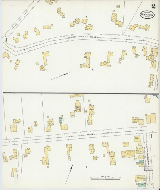 Sanborn Fire Insurance Map from Warren, Knox County, Maine (1904), Sheet #0002 - Historic Sanborn Fire Insurance Map Print, vintage old map wall art, antique decor, genealogy gift, Maine Maine map
