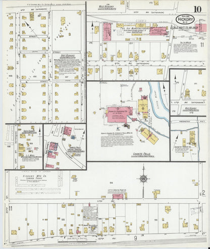 Sanborn Fire Insurance Map from Hickory, Catawba County, North Carolina (1919), Sheet #0010 - Historic Sanborn Fire Insurance Map Print, vintage old map wall art, antique decor, genealogy gift, North Carolina North Carolina map