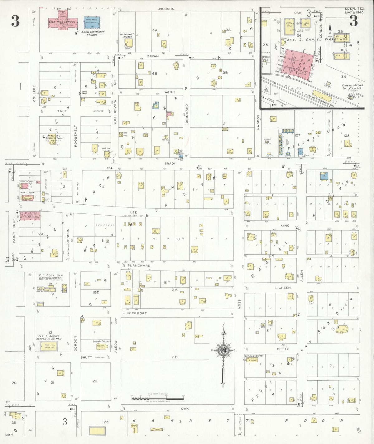 Sanborn Fire Insurance Map from Eden, Concho County, Texas (1940), Sheet #0003 - Complete Map Set gallery image, historic Sanborn map, vintage wall art, Texas Texas