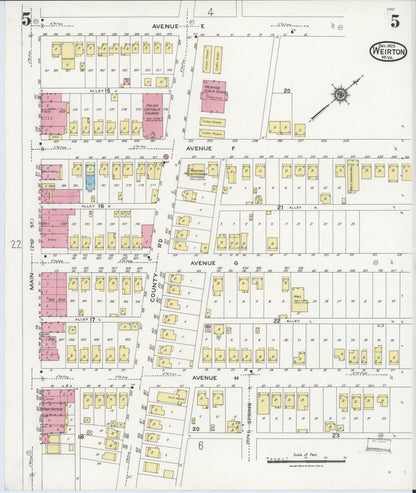 Sanborn Fire Insurance Map from Weirton, Hancock County, West Virginia (1923), Sheet #0005 - Complete Map Set gallery image, historic Sanborn map, vintage wall art, West Virginia West Virginia