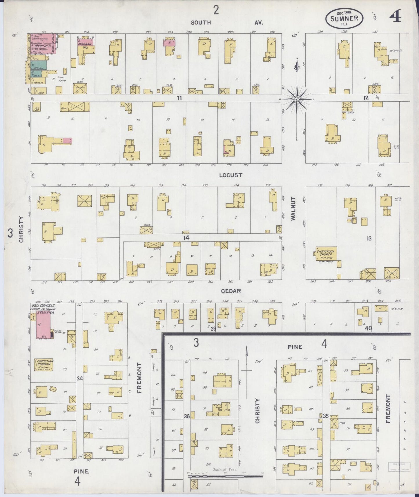 Sanborn Fire Insurance Map from Sumner, Lawrence County, Illinois (1899), Sheet #0004 - Complete Map Set gallery image, historic Sanborn map, vintage wall art, Illinois Illinois