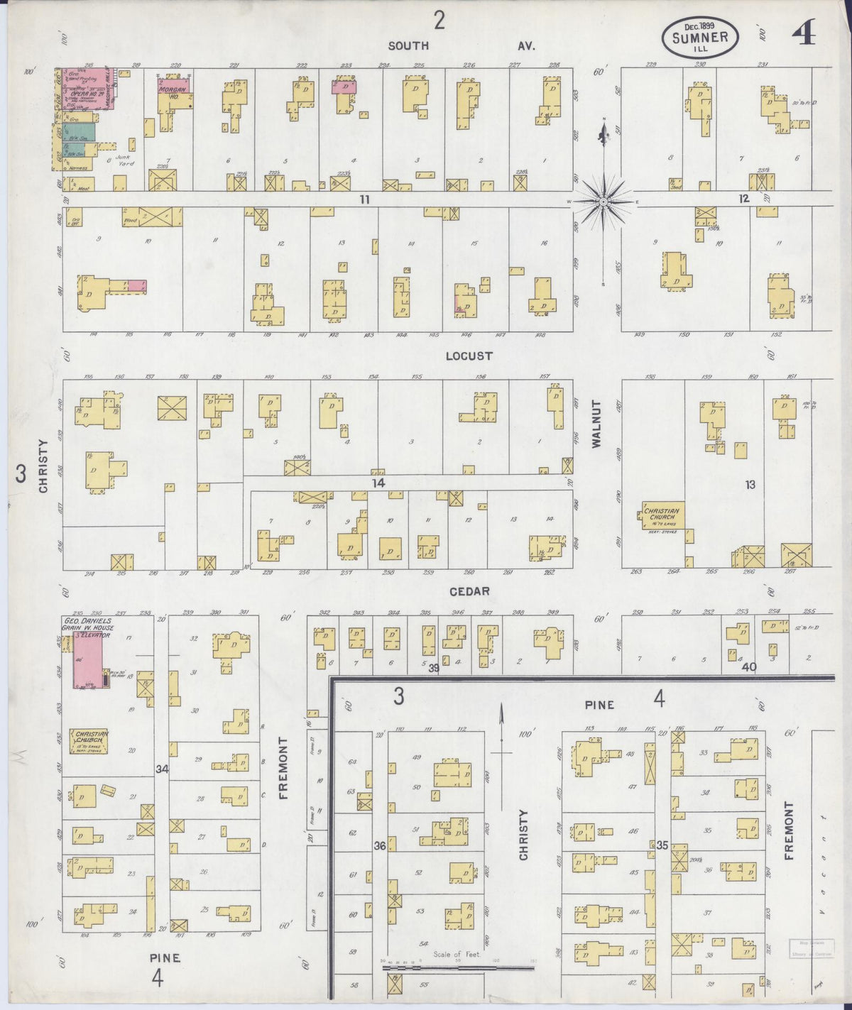 Sanborn Fire Insurance Map from Sumner, Lawrence County, Illinois (1899), Sheet #0004 - Complete Map Set gallery image, historic Sanborn map, vintage wall art, Illinois Illinois
