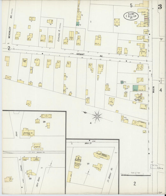 Sanborn Fire Insurance Map from Islip, Suffolk County, New York (1897), Sheet #0003 - Historic Sanborn Fire Insurance Map Print, vintage old map wall art, antique decor, genealogy gift, New York New York map
