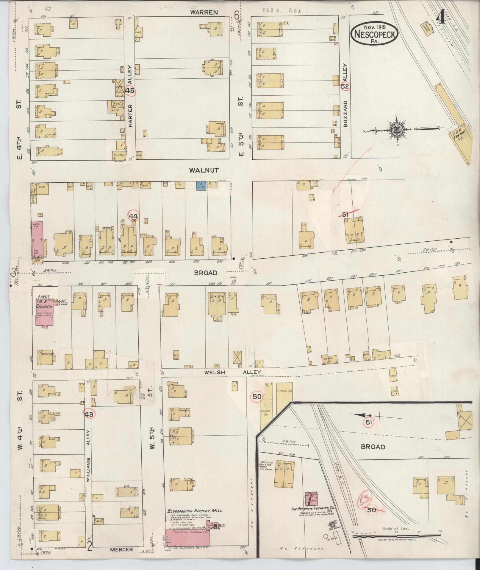 Sanborn Fire Insurance Map from Nescopeck, Luzerne County, Pennsylvania (1936), Sheet #0004 - Historic Sanborn Fire Insurance Map Print, vintage old map wall art, antique decor, genealogy gift, Pennsylvania Pennsylvania map