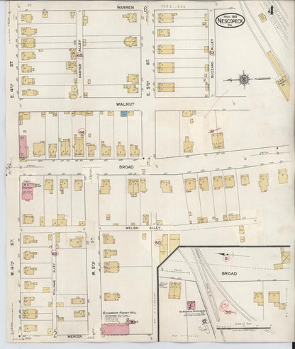 Sanborn Fire Insurance Map from Nescopeck, Luzerne County, Pennsylvania (1936), Sheet #0004 - Historic Sanborn Fire Insurance Map Print, vintage old map wall art, antique decor, genealogy gift, Pennsylvania Pennsylvania map