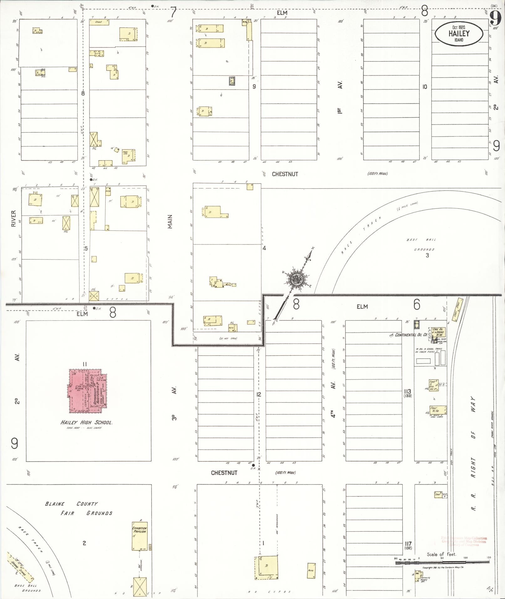 Sanborn Fire Insurance Map from Hailey, Blaine County, Idaho (1920), Sheet #0009 - Complete Map Set gallery image, historic Sanborn map, vintage wall art, Idaho Idaho