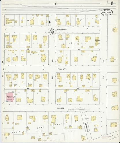 Sanborn Fire Insurance Map from Shelbina, Shelby County, Missouri (1909), Sheet #0006 - Complete Map Set gallery image, historic Sanborn map, vintage wall art, Missouri Missouri