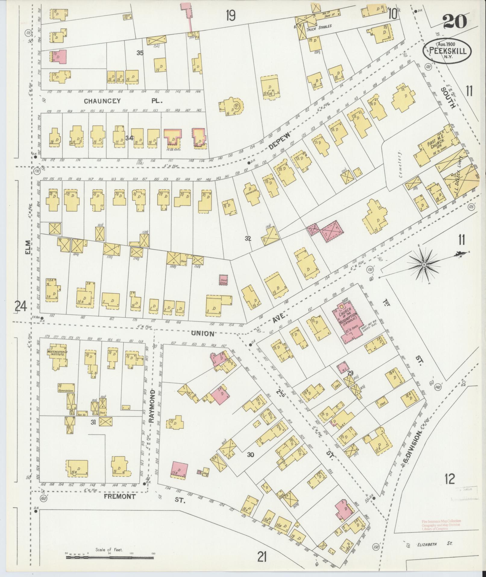 Sanborn Fire Insurance Map from Peekskill, Westchester County, New York (1900), Sheet #0020 - Complete Map Set gallery image, historic Sanborn map, vintage wall art, New York New York