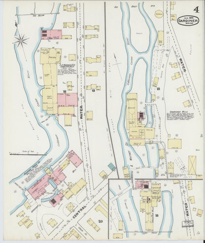 Sanborn Fire Insurance Map from Gardiner, Kennebec County, Maine (1892), Sheet #0004 - Complete Map Set gallery image, historic Sanborn map, vintage wall art, Maine Maine