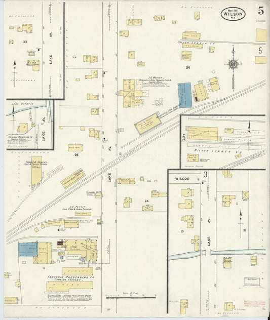 Sanborn Fire Insurance Map from Wilson, Niagara County, New York (1911), Sheet #0005 - Historic Sanborn Fire Insurance Map Print, vintage old map wall art, antique decor, genealogy gift, New York New York map