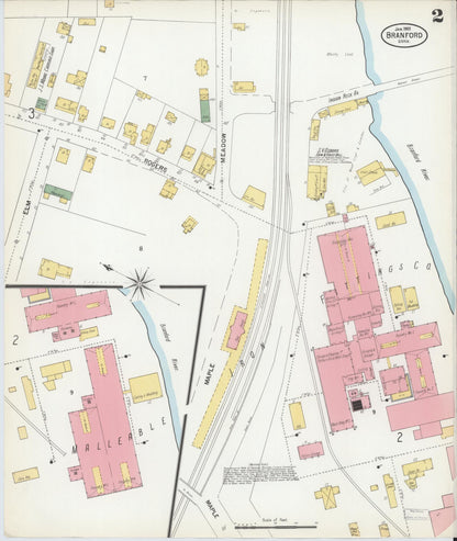 Sanborn Fire Insurance Map from Branford, New Haven County, Connecticut (1901), Sheet #0002 - Complete Map Set gallery image, historic Sanborn map, vintage wall art, Connecticut Connecticut