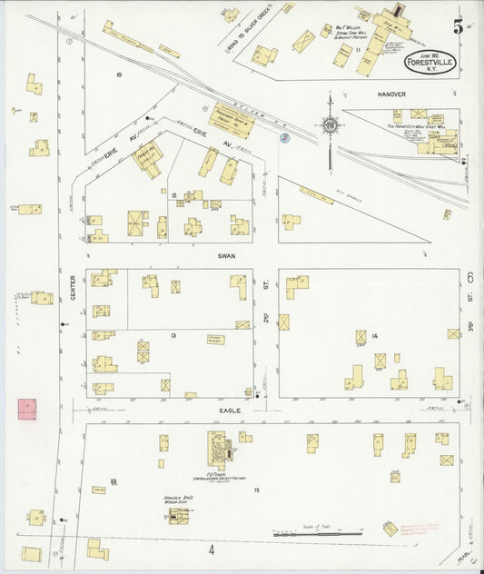 Sanborn Fire Insurance Map from Forestville, Chautauqua County, New York (1912), Sheet #0005 - Historic Sanborn Fire Insurance Map Print, vintage old map wall art, antique decor, genealogy gift, New York New York map