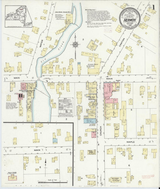 Sanborn Fire Insurance Map from Hermon, Saint Lawrence County, New York. (1914) – Historic Sanborn Fire Insurance Map Print