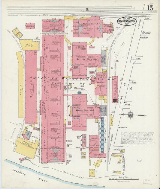 Sanborn Fire Insurance Map from New Kensington, Westmoreland County, Pennsylvania (1921), Sheet #0015 - Historic Sanborn Fire Insurance Map Print, vintage old map wall art, antique decor, genealogy gift, Pennsylvania Pennsylvania map
