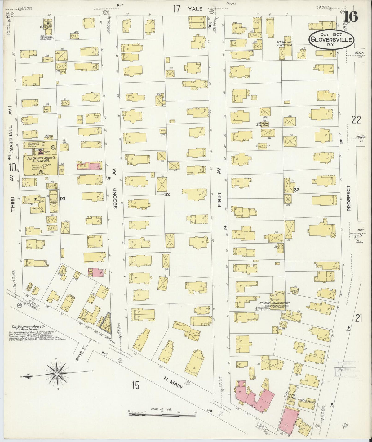 Sanborn Fire Insurance Map from Gloversville, Fulton County, New York (1907), Sheet #0016 - Complete Map Set gallery image, historic Sanborn map, vintage wall art, New York New York