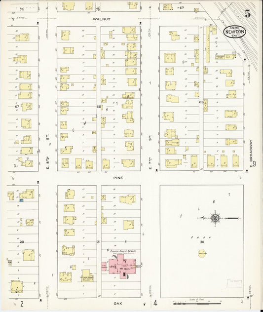 Sanborn Fire Insurance Map from Newton, Harvey County, Kansas (1915), Sheet #0005 - Historic Sanborn Fire Insurance Map Print, vintage old map wall art, antique decor, genealogy gift, Kansas Kansas map