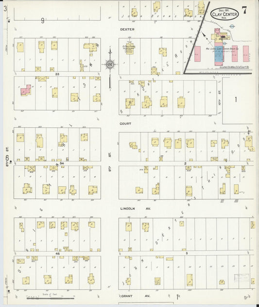 Sanborn Fire Insurance Map from Clay Center, Clay County, Kansas (1911), Sheet #0007 - Historic Sanborn Fire Insurance Map Print, vintage old map wall art, antique decor, genealogy gift, Kansas Kansas map