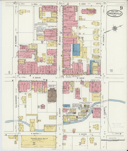 Sanborn Fire Insurance Map from Greeneville, Greene County, Tennessee (1920), Sheet #0009 - Complete Map Set gallery image, historic Sanborn map, vintage wall art, Tennessee Tennessee