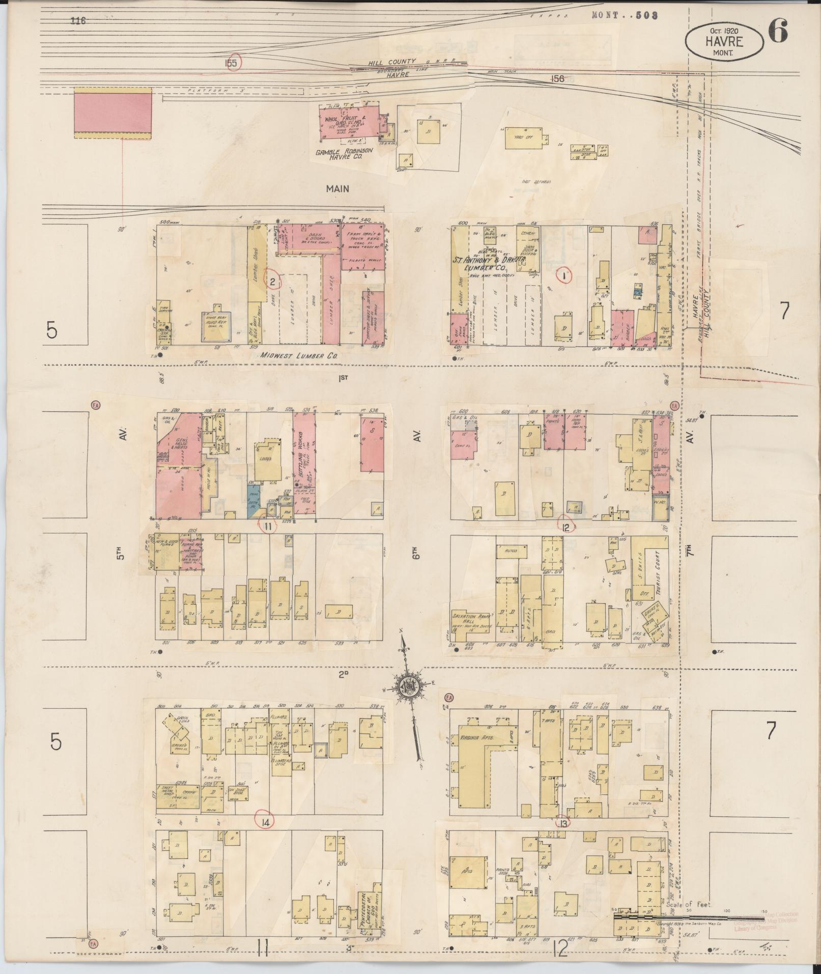 Sanborn Fire Insurance Map from Havre, Hill County, Montana (1943), Sheet #0006 - Historic Sanborn Fire Insurance Map Print, vintage old map wall art, antique decor, genealogy gift, Montana Montana map