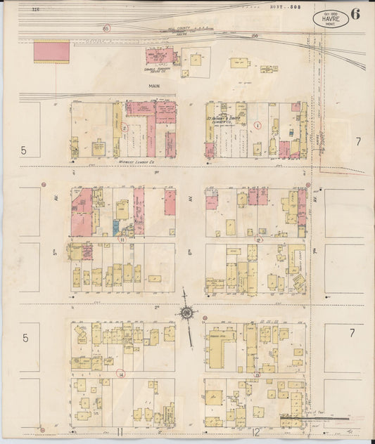 Sanborn Fire Insurance Map from Havre, Hill County, Montana (1943), Sheet #0006 - Historic Sanborn Fire Insurance Map Print, vintage old map wall art, antique decor, genealogy gift, Montana Montana map