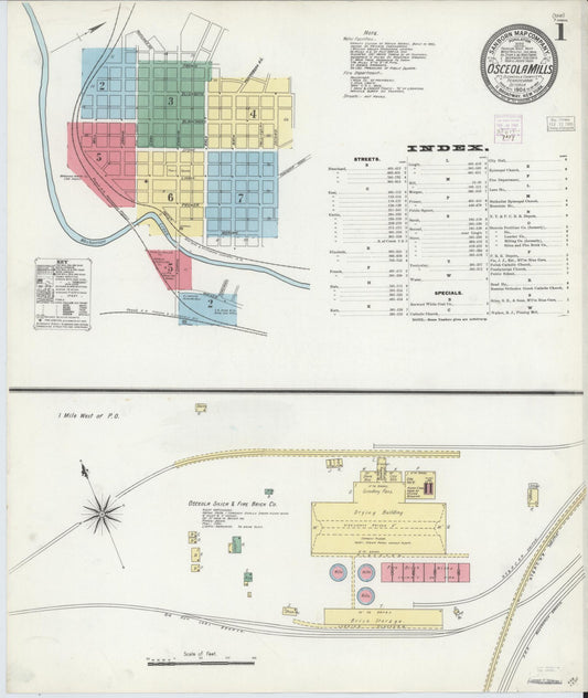 Sanborn Fire Insurance Map from Osceola Mills, Clearfield County, Pennsylvania (1904), Sheet #0001 - Historic Sanborn Fire Insurance Map Print, vintage old map wall art, antique decor, genealogy gift, Pennsylvania Pennsylvania map