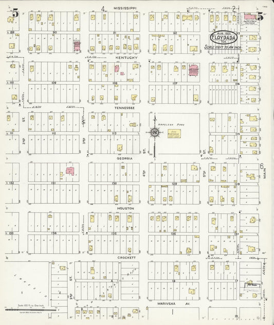 Sanborn Fire Insurance Map from Floydada, Floyd County, Texas (1925), Sheet #0005 - Historic Sanborn Fire Insurance Map Print, vintage old map wall art, antique decor, genealogy gift, Texas Texas map