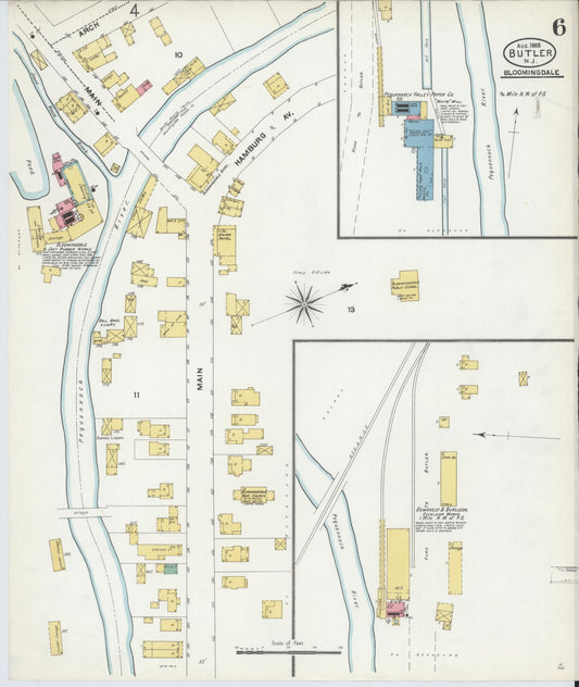 Sanborn Fire Insurance Map from Butler, Morris County, New Jersey (1905), Sheet #0006 - Historic Sanborn Fire Insurance Map Print, vintage old map wall art, antique decor, genealogy gift, New Jersey New Jersey map