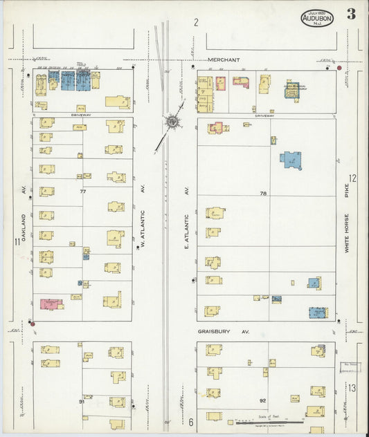 Sanborn Fire Insurance Map from Audubon, Camden County, New Jersey (1920), Sheet #0003 - Historic Sanborn Fire Insurance Map Print, vintage old map wall art, antique decor, genealogy gift, New Jersey New Jersey map