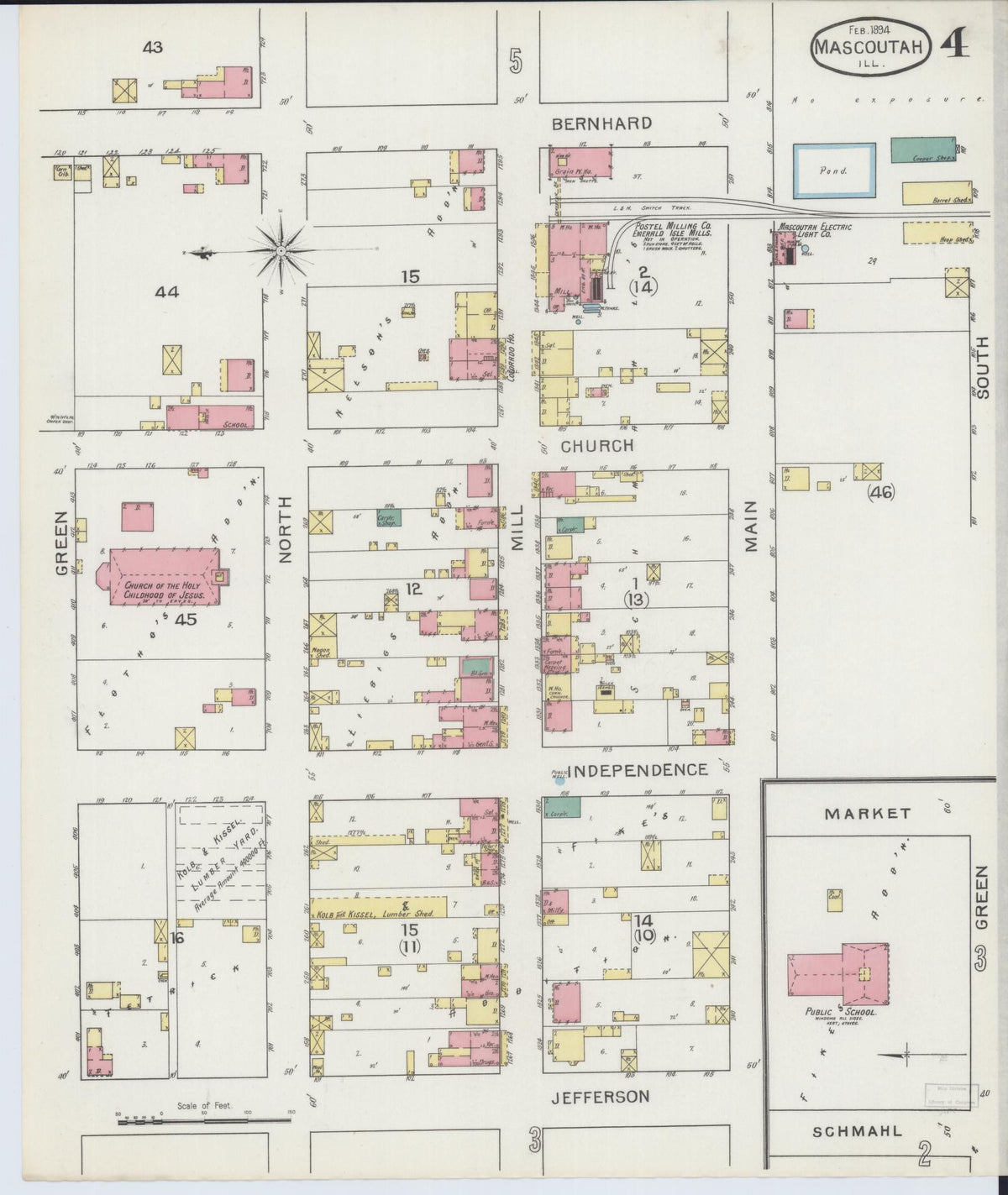 Sanborn Fire Insurance Map from Mascoutah, Saint Clair County, Illinois (1894), Sheet #0004 - Historic Sanborn Fire Insurance Map Print, vintage old map wall art, antique decor, genealogy gift, Illinois Illinois map