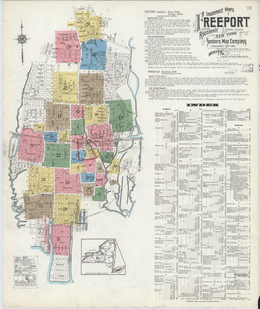 Sanborn Fire Insurance Map from Freeport, Nassau County, New York. (1917) – Historic Sanborn Fire Insurance Map Print