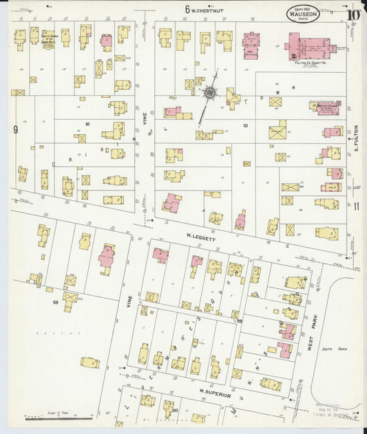 Sanborn Fire Insurance Map from Wauseon, Fulton County, Ohio (1910), Sheet #0010 - Historic Sanborn Fire Insurance Map Print, vintage old map wall art, antique decor, genealogy gift, Ohio Ohio map