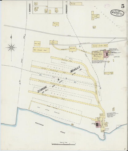Sanborn Fire Insurance Map from Merrill, Lincoln County, Wisconsin (1888), Sheet #0005 - Complete Map Set gallery image, historic Sanborn map, vintage wall art, Wisconsin Wisconsin