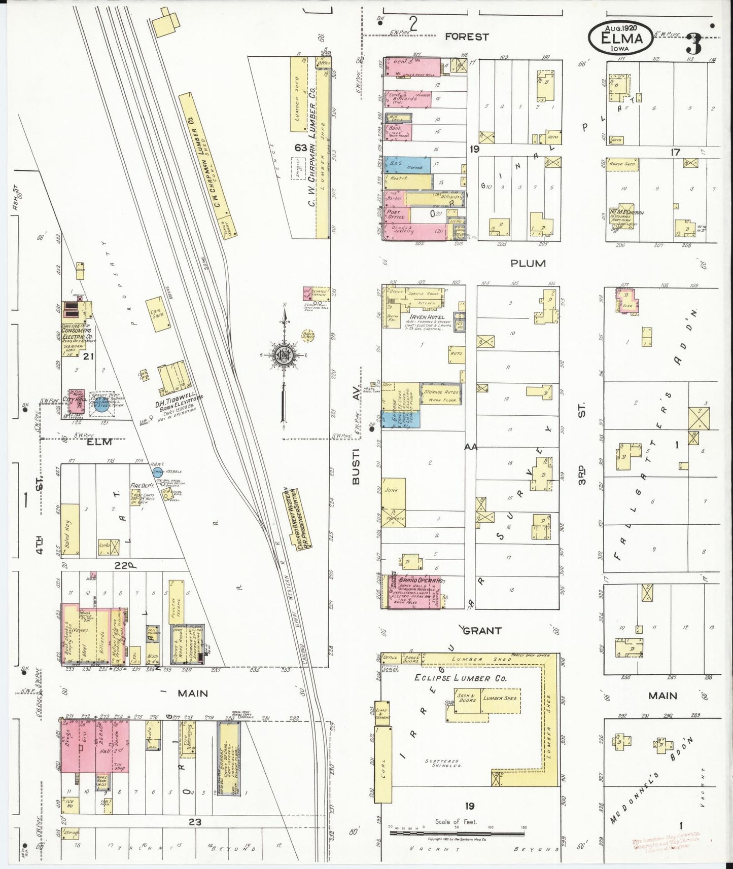 Sanborn Fire Insurance Map from Elma, Howard County, Iowa (1920), Sheet #0003 - Historic Sanborn Fire Insurance Map Print