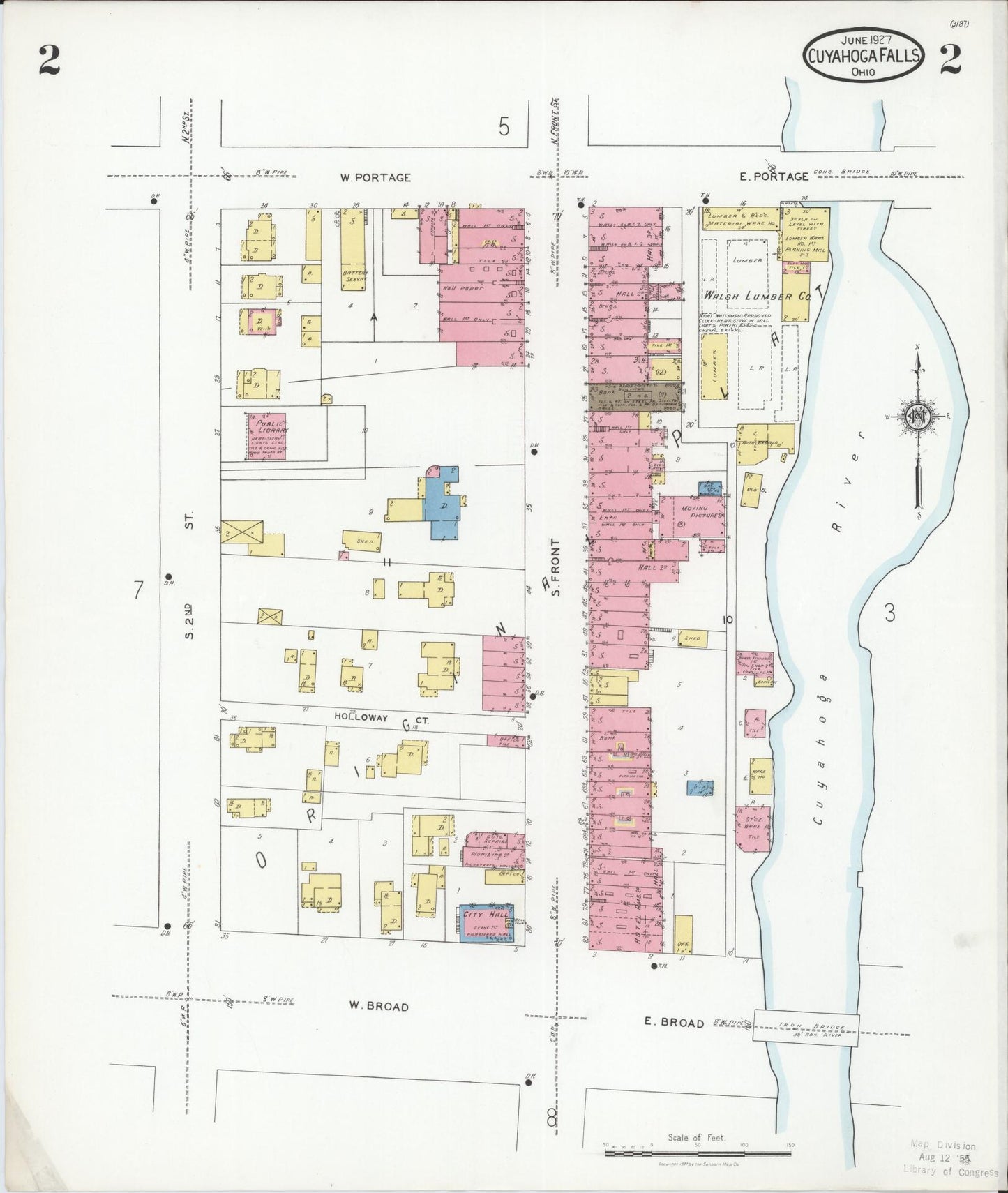 Sanborn Fire Insurance Map from Cuyahoga Falls, Summit County, Ohio (1927), Sheet #0002 - Historic Sanborn Fire Insurance Map Print, vintage old map wall art, antique decor, genealogy gift, Ohio Ohio map