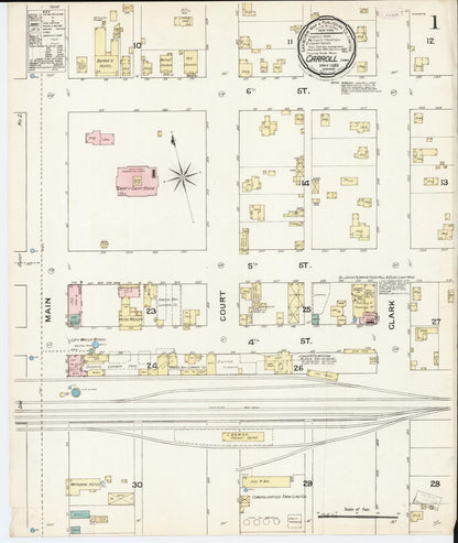 Sanborn Fire Insurance Map from Carroll, Carroll County, Iowa (1889), Sheet #0001 - Historic Sanborn Fire Insurance Map Print