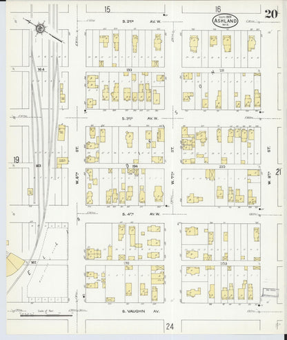 Sanborn Fire Insurance Map from Ashland, Ashland County, Wisconsin (1909), Sheet #0020 - Complete Map Set gallery image, historic Sanborn map, vintage wall art, Wisconsin Wisconsin