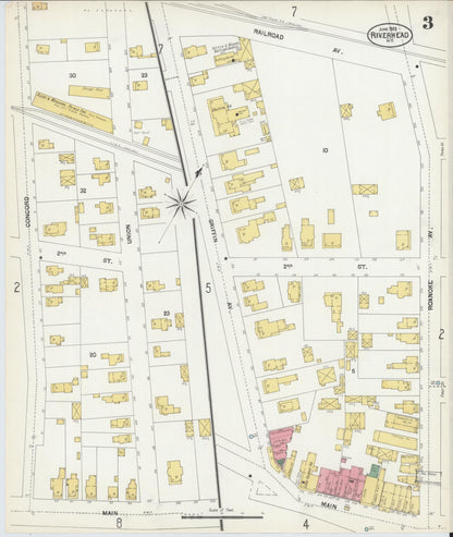 Sanborn Fire Insurance Map from Riverhead, Suffolk County, New York (1902), Sheet #0003 - Historic Sanborn Fire Insurance Map Print, vintage old map wall art, antique decor, genealogy gift, New York New York map