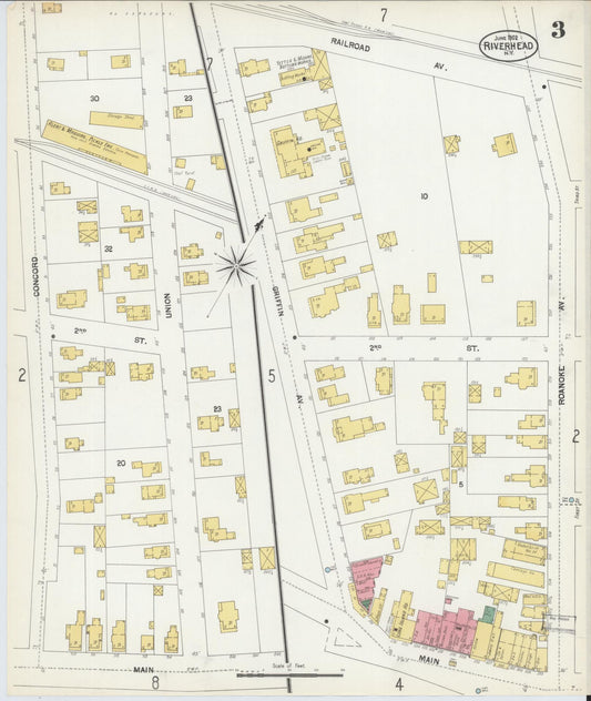 Sanborn Fire Insurance Map from Riverhead, Suffolk County, New York (1902), Sheet #0003 - Historic Sanborn Fire Insurance Map Print, vintage old map wall art, antique decor, genealogy gift, New York New York map