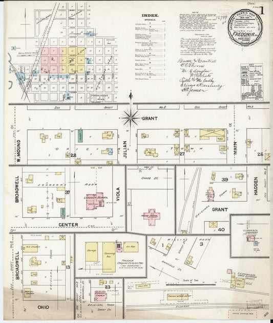 Sanborn Fire Insurance Map from Fredonia, Wilson County, Kansas. (1890) – Historic Sanborn Fire Insurance Map Print