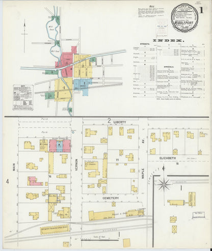 Sanborn Fire Insurance Map from Middleport, Niagara County, New York (1900), Sheet #0001 - Historic Sanborn Fire Insurance Map Print, vintage old map wall art, antique decor, genealogy gift, New York New York map