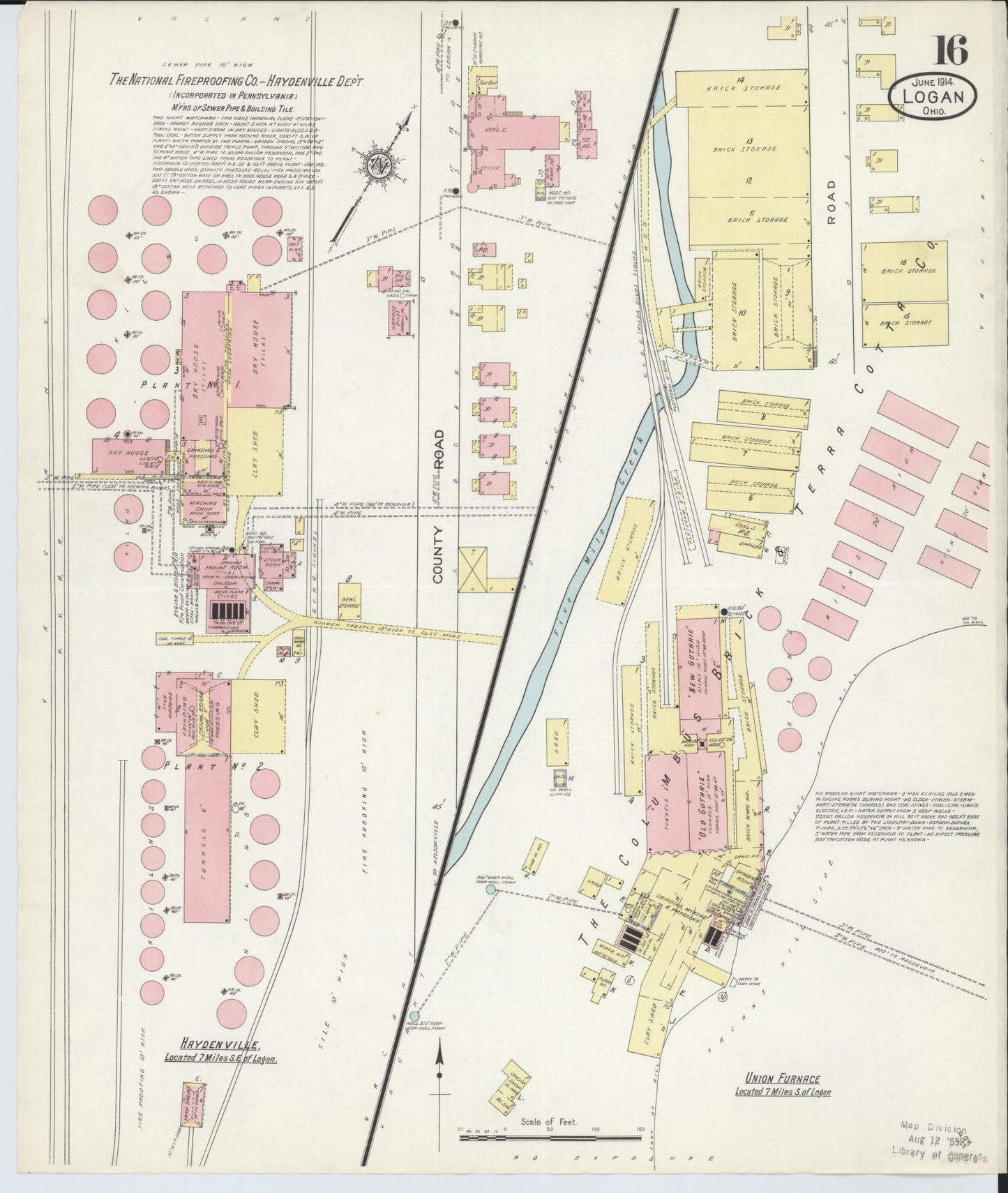 Sanborn Fire Insurance Map from Logan, Hocking County, Ohio (1914), Sheet #0016 - Historic Sanborn Fire Insurance Map Print, vintage old map wall art, antique decor, genealogy gift, Ohio Ohio map