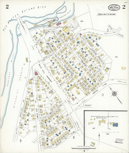 Sanborn Fire Insurance Map from Milton, Norfolk County, Massachusetts (1923), Sheet #0002 - Complete Map Set gallery image, historic Sanborn map, vintage wall art, Massachusetts Massachusetts