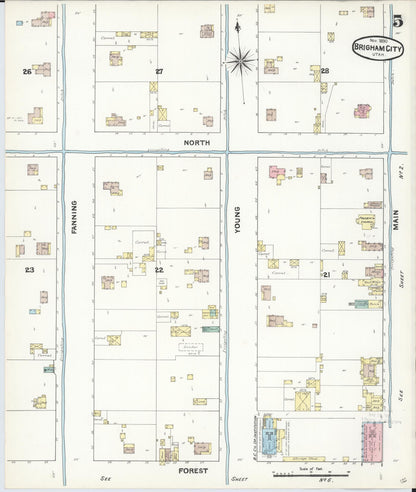 Sanborn Fire Insurance Map from Brigham City, Box Elder County, Utah (1890), Sheet #0005 - Complete Map Set gallery image, historic Sanborn map, vintage wall art, Utah Utah