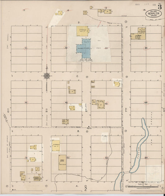 Sanborn Fire Insurance Map from Nehalem, Tillamook County, Oregon (1931), Sheet #0003 - Historic Sanborn Fire Insurance Map Print, vintage old map wall art, antique decor, genealogy gift, Oregon Oregon map