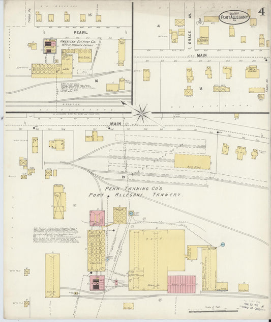 Sanborn Fire Insurance Map from Port Allegany, McKean County, Pennsylvania (1897), Sheet #0004 - Historic Sanborn Fire Insurance Map Print, vintage old map wall art, antique decor, genealogy gift, Pennsylvania Pennsylvania map